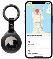 Pozostałe akcesoria do telefonów - METALOWY BRELOK ETUI CASE na LOKALIZATOR AirTag do BAGAŻU KLUCZY CZARNY - miniaturka - grafika 1