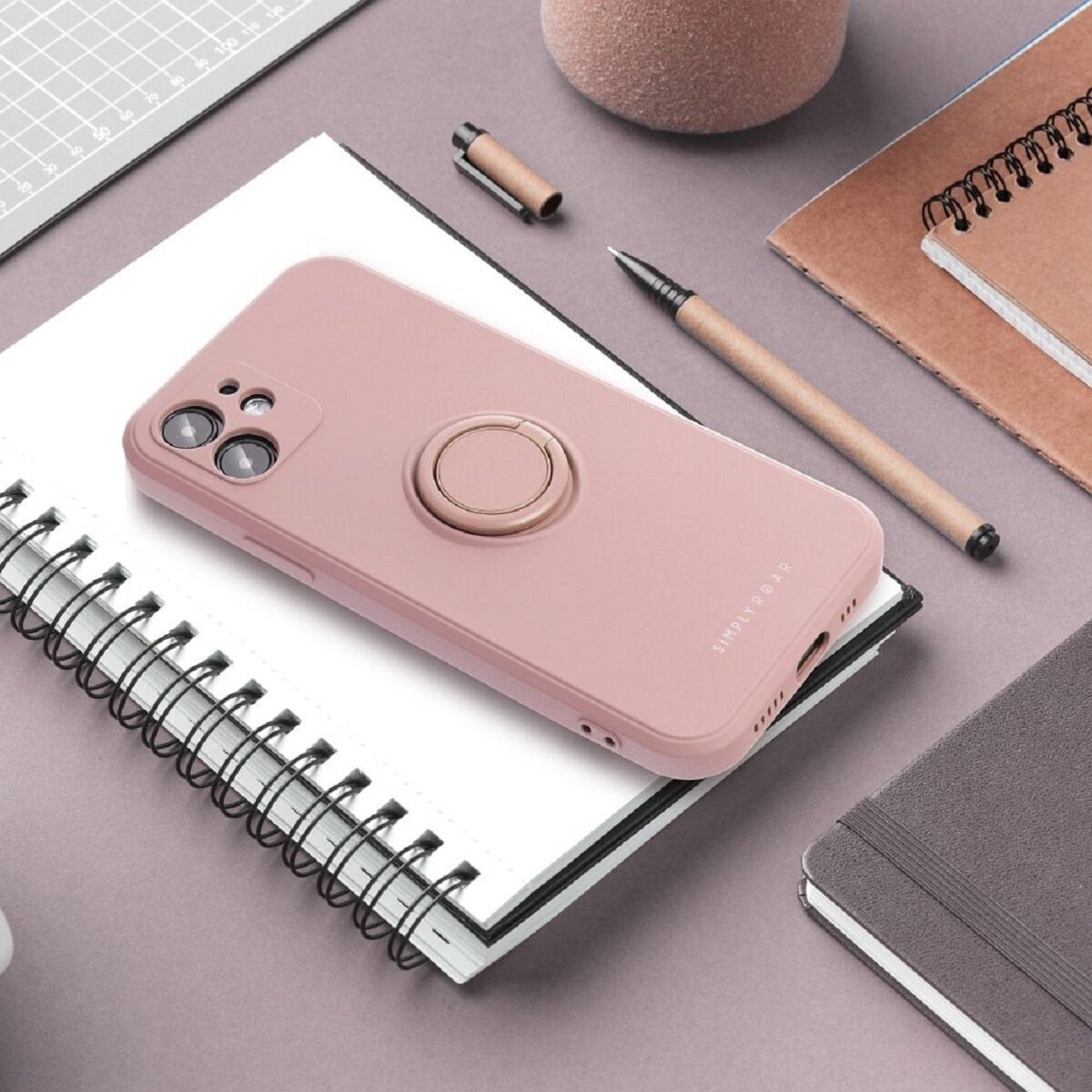 Roar Case Amber etui ochronne na smartfona Bumper etui na telefon komórkowy z uchwytem na pierścień kompatybilne z Samsung Galaxy S25 Plus Pink
