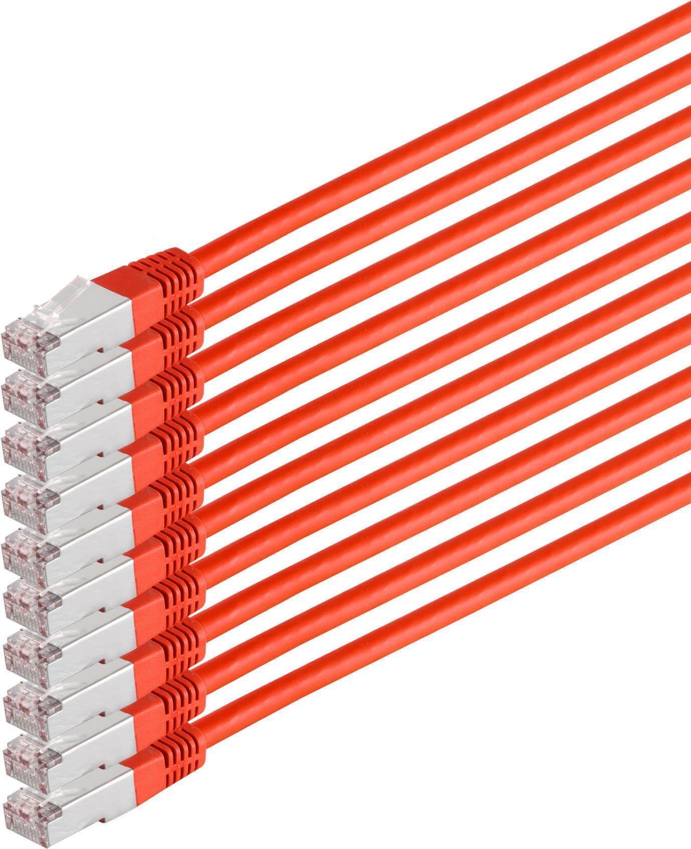 Kabel sieciowy patch S/CONN, kat. 6, S/FTP, PIMF, bezhalogenowy, VE10, czerwony, 0,5 m (75711-H0.5R-SET10)