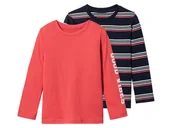 Bluzki dla chłopców - lupilu® Koszulki chłopięce bawełniane z długim rękawem, 2 sztuki (98 - 104, Ciemnoniebieski/czerwony) - miniaturka - grafika 1