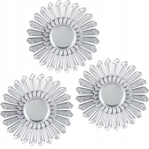 Lustro ścienne koło rama tworzywo sztuczne 25 x 25 cm ŚREBRNE ZESTAW 3 szt - Lustra - miniaturka - grafika 1