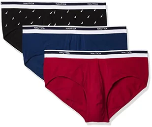 Nautica Klasyczna bielizna męska bawełna stretch szorty wielopak (3 sztuki), Nautica czerwony/niebieski/żeglowy czarny, S - Spodenki damskie - miniaturka - grafika 1