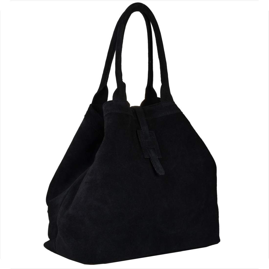 Torba shopper czarna pojemnaskóra naturalna zamszowa XL