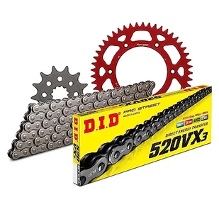Zestaw łańcuchów DID Alu 520VX3 / 106 nitowy zamek czerwony do Honda XR R 250 ccm rok prod. 1996-2004 - Części motocyklowe - miniaturka - grafika 1