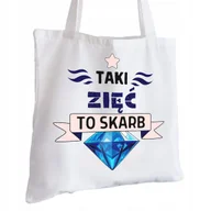 Torby i wózki na zakupy - Torba Bawełniana biała dla Zięcia Na Prezent ekologiczna Trwały Nadruk - miniaturka - grafika 1