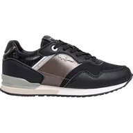 Trampki damskie - Pepe Jeans Damskie trampki LONDON SHINE W, czarne (czarne), 42 EU, Czarny, 43 EU - miniaturka - grafika 1