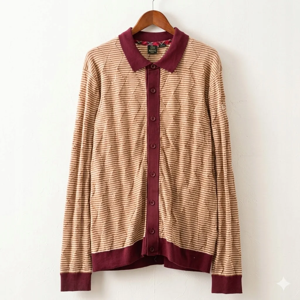 MERC LONDON SWETER MĘSKI W PASKI Z KOŁNIERZYKIEM I GUZIKAMI XL 7CA