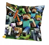 Kołdry i poduszki dla dzieci - DEKORACYJNA PODUSZKA PODUSIA MINECRAFT STEVE DZIECIĘCA Z POSZEWKĄ 45x45 - miniaturka - grafika 1