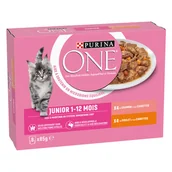 Mokra karma dla kotów - Purina ONE Junior, 8 x 85 g - Kurczak i łosoś - miniaturka - grafika 1