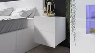 Szafki na klucze - Szafka nocna Biała PRESTIŻ Uniwersalny POŁYSK Szuflady Stolik Nocny - miniaturka - grafika 1