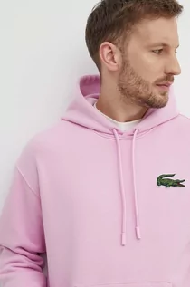 Bluzy męskie - Lacoste bluza bawełniana męska kolor różowy melanżowa - grafika 1