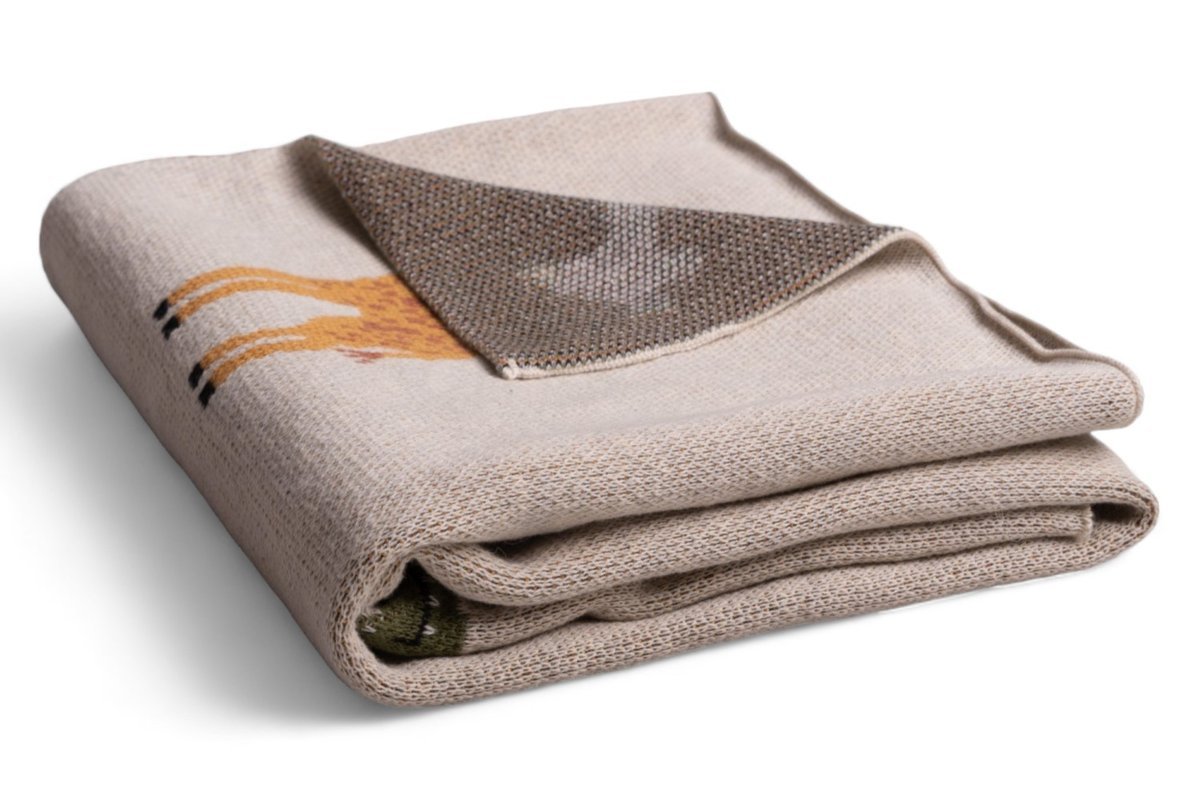 Kocyk dziecięcy 80x100 Rainbow szary pomarańczowy safari bawełniany BabyMatex