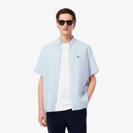 Koszule męskie - Lacoste męska koszula lniana z krótkim rękawem - miniaturka - grafika 1