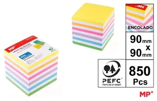 Karteczki 90x90mm kolorowe 850szt - Etykiety samoprzylepne i bloki etykiet - miniaturka - grafika 1