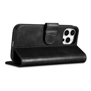 iCarer Oil Wax Wallet Case 2in1 etui iPhone 14 Pro skórzany pokrowiec z klapką Anti-RFID czarny (WMI14220722-BK) - Etui i futerały do telefonów - miniaturka - grafika 7