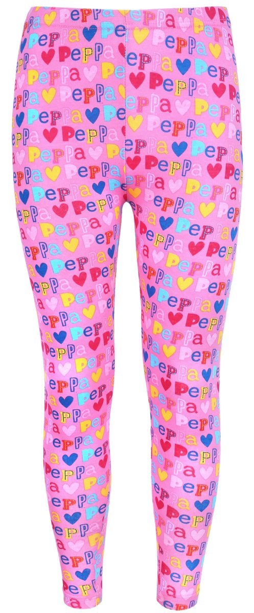 Różowe legginsy dziewczęce, kolorowe napisy Świnka Peppa 3 lata 98 cm