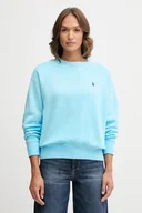 Bluzy damskie - Polo Ralph Lauren bluza bawełniana damska kolor turkusowy gładka 211972697 - miniaturka - grafika 1