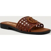 Klapki i japonki damskie - Just Cavalli Skórzane klapki FONDO ELISIE - miniaturka - grafika 1