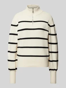 Sweter z dzianiny z kołnierzem model ‘SHANTI’ - Swetry damskie - miniaturka - grafika 1