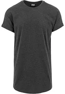 Koszulki męskie - Urban Classics Męski T-shirt Long Shaped Turnup Tee, T-shirt dla mężczyzn, dłuższy krój, dostępny w wielu wariantach kolorystycznych, rozmiary XS-5XL, antracyt, L - miniaturka - grafika 1
