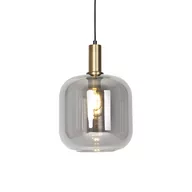 Lampy sufitowe - QAZQA Designerska lampa wisząca czarna ze złotem z przydymionym szkłem - Zuzanna - miniaturka - grafika 1