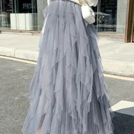 Spódnice - TEMU Warstwowa spódniczka baletowa z tiulu dla kobiet, pufiasta spódniczka na pół. - miniaturka - grafika 1