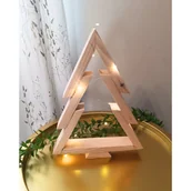 Ozdoby bożonarodzeniowe - Choinka Drewniana 34 Cm Biała Lakierowana Stelaż + Lampki Led 1M Ciepłe/Zimne Dekoracja Świąteczna - miniaturka - grafika 1