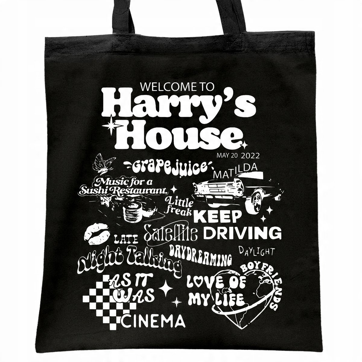 Torba bawełniana czarna na zakupy Harry Styles Dla Fanów Prezent