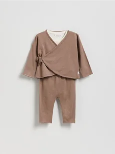 Reserved - Dzianinowy komplet z wiskozą - brązowy - Komplety dla niemowląt - miniaturka - grafika 1