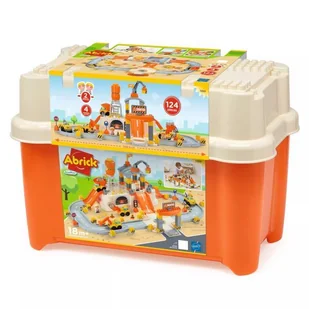 Abrick: Zestaw do budowy ogromnej autostrady z pojemnikiem - pomarańczowy - Klocki - miniaturka - grafika 1