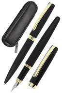 Etui do tabletów - ONLINE Zestaw do pisania Eleganza I zawiera długopis, pióro, etui z prawdziwej skóry I kolor czarny i złoty I 3-częściowy I w wysokiej jakości pudełku prezentowym I wypełniacz do standardowych wkładów - miniaturka - grafika 1