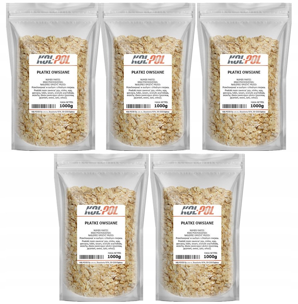 PŁATKI OWSIANE 5kg Naturalne śniadanie zdrowe dieta wysoka jakość Kol-Pol