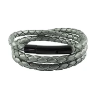 Naszyjniki męskie - König Design skórzany naszyjnik skórzany pasek skórzana bransoletka 3 mm męski naszyjnik 17 cm - 100 cm pleciony, długość: 50 centymetrów, kolor: szary metalik - miniaturka - grafika 1