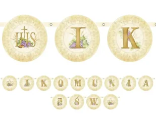Baner I Komunia Św. 13x200cm - PartyDeco - Pamiątka Pierwszej Komunii Świętej - miniaturka - grafika 1