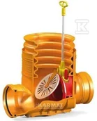 Odpływy liniowe - Kineta przelotowa 400x200 z zasuwą burzową do rury wznoszącej DN 400mm gładkiej litej dopływ rury gładkiej DN 200mm - miniaturka - grafika 1