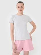 Koszulki i topy damskie - 4F T-shirt slim gładki damski - szary L - miniaturka - grafika 1