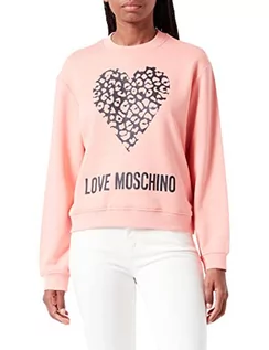 Bluzy damskie - Love Moschino Damska bluza o regularnym kroju z maxi zwierzęcym sercem i logo, Rosa, 40 - grafika 1