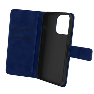 Etui Folio do iPhone'a 14 Pro Podstawka wideo z efektem matowym Soft Touch Granatowe - Etui i futerały do telefonów - miniaturka - grafika 1