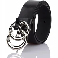 Paski - Pasek GRACIO Skóra Czarny SREBRNA DUŻA KLAMRA 105 - miniaturka - grafika 1