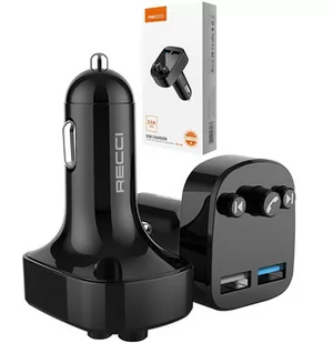 TRANSMITER BLUETOOTH AUDIO FM MP3 BT ŁADOWARKA 2X USB 3.1A RECCI - Transmitery FM - miniaturka - grafika 1