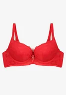 Biustonosze - Czerwony Koronkowy Biustonosz Typu Push Up Temitia - miniaturka - grafika 1