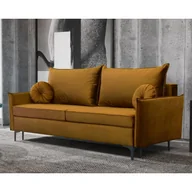 Pościel - Sofa rozkładana LEA Sofa z funkcją spania i pojemnikiem na pościel, sofa rozkładana, sofa rozkładana na metalowych nóżkach, sofa w kolorze: żółtym, tkanina welurowa - miniaturka - grafika 1
