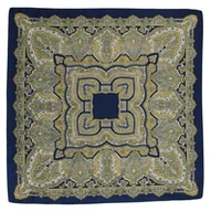 Apaszki i szaliki męskie - Elegancka Poszetka Męska - CHATTIER - Mandala, Orientalny Wzór, Granatowo-Żółta - Chattier - miniaturka - grafika 1