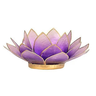 Świecznik tealight podgrzewacz kwiat lotosu jasnofioletowo-złoty 13,5cm - Świeczniki - miniaturka - grafika 1