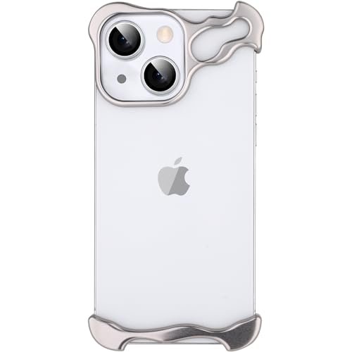 aidvaia Etui na telefon iPhone 15 Plus, minimalistyczne ochronne amortyzacja wstrząsów, aluminiowe powłoki klasy lotniczej + elastomerowe wkładki, łatwe dopasowanie (aluminium polerowane srebro)