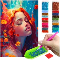 Zabawki kreatywne - Haft Diamentowy ARTULIO, Obraz DIY 5D, Diamond Painting, Mozaika Diamentowa 40X60cm (Ruda kobieta pod wodą) + Zestaw Akcesoriów - miniaturka - grafika 1