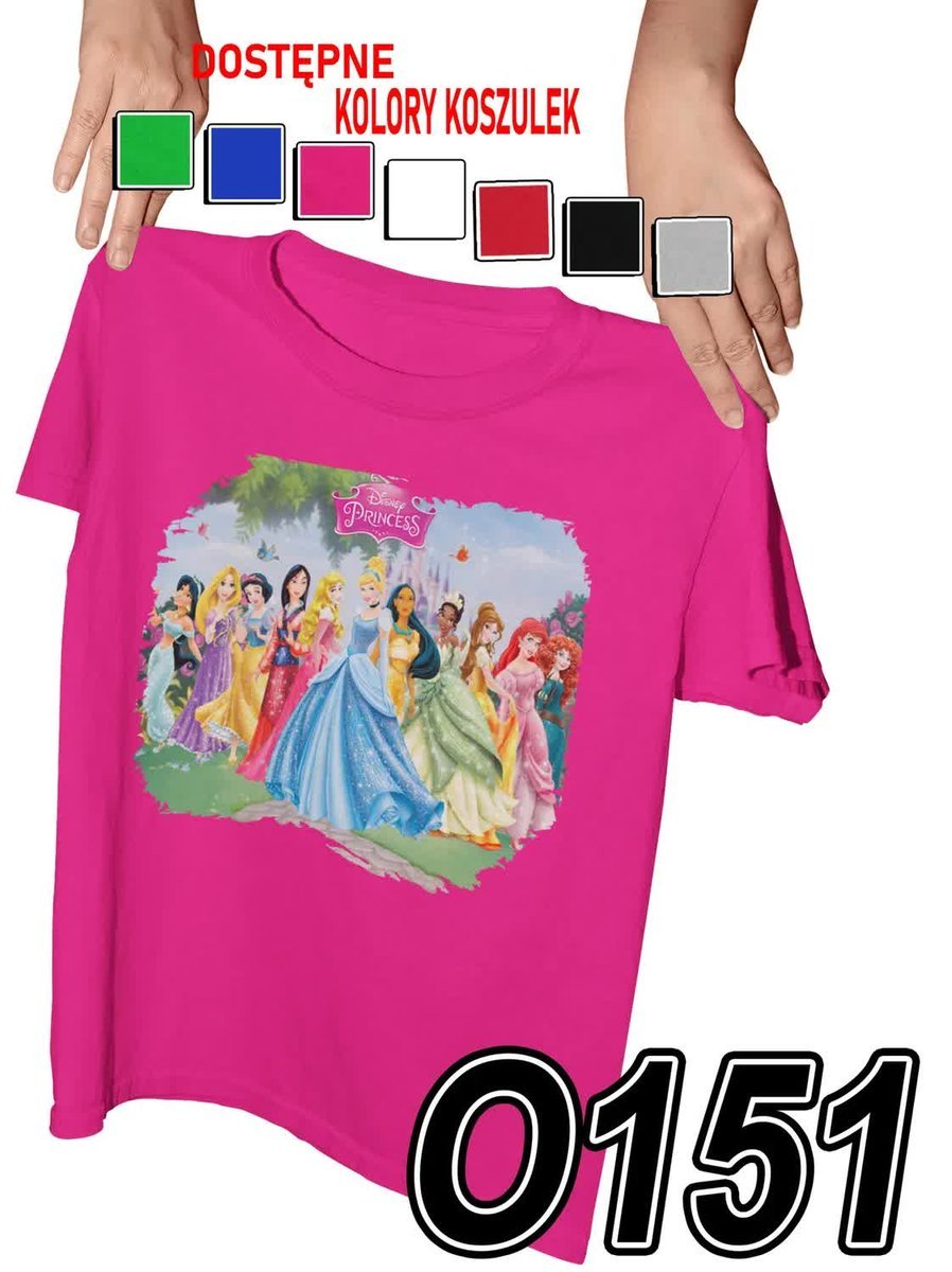 Koszulka Dziecięca Z Nadrukiem Księżniczki Bajki Dziewczynki - M 134-140