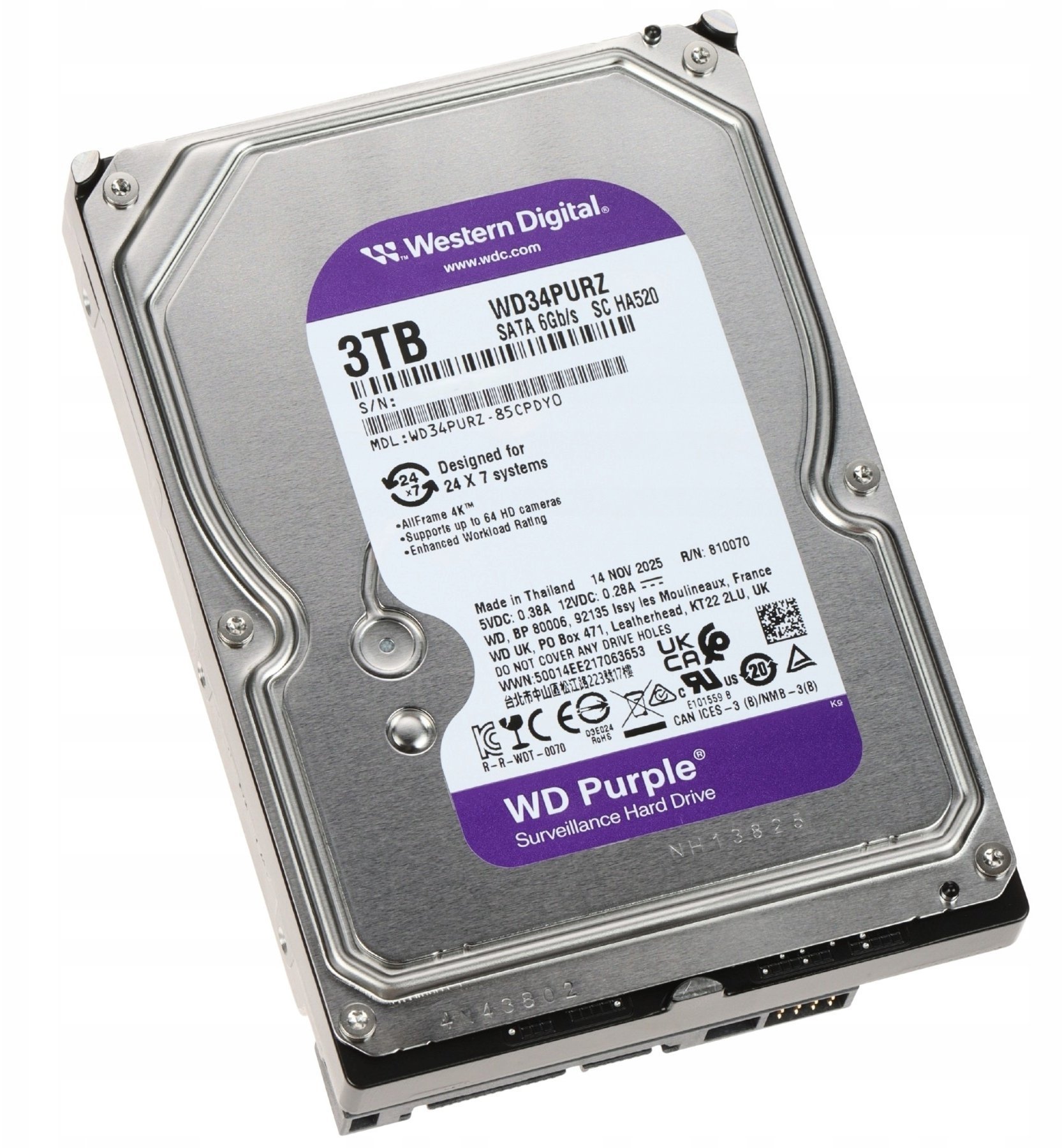 DYSK DO REJESTRATORA HDD-WD34PURZ 3TB 24/7 WESTERN DIGITAL