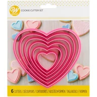 Formy do ciast - Foremki do wykrawania SERCE Wilton różowe, 6 szt. - miniaturka - grafika 1