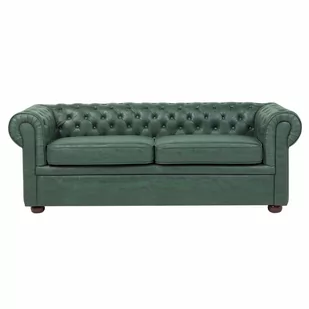 Beliani Sofa trzyosobowa tapicerowana zielona CHESTERFIELD - Sofy i kanapy - miniaturka - grafika 1
